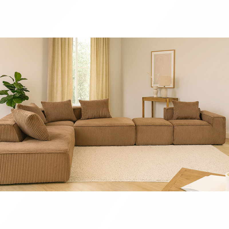 Canapé modulaire luxueux en velours côtelé avec configuration flexible pour plus de confort et de style, Velours côtelé brun