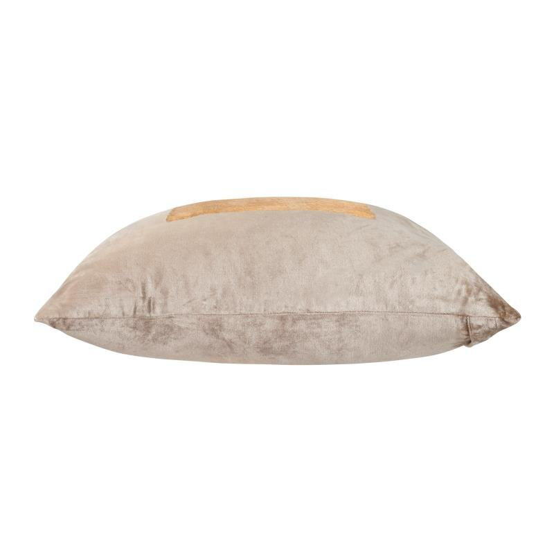 Verona Square Velvet Pillow Cover & Insert, Stone/Gold