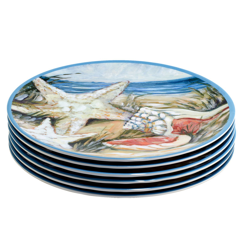 Seacoast Multicolor Melamine 11" Dinner Plates Set of 6