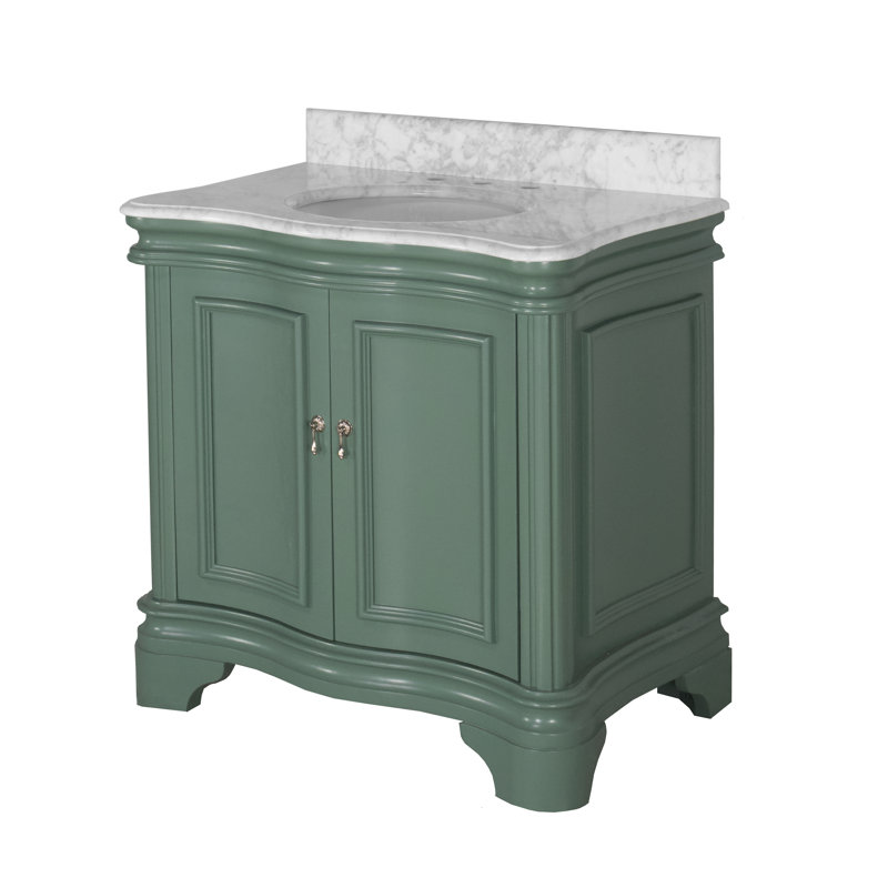 Ensemble de meuble-lavabo simple 36 po Twain, Marbre de Carrare, Sage Green