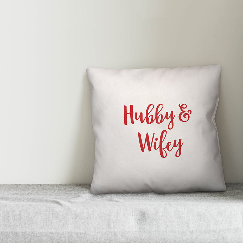  Coussin Hubby and Wifey, Blanc / rouge, Coussin décoratif
