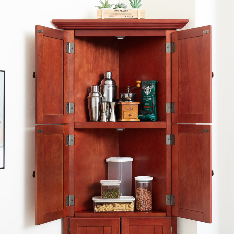 Armoire de 183 cm de haut avec 8 portes et étagères réglables, idéale pour un corridor ou une entrée. 4 compartiments de rangement spacieux.