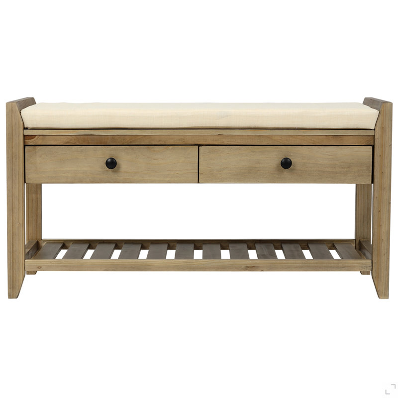 Range-chaussures avec siège rembourré et tiroirs, banc de rangement polyvalent pour hall d'entrée, Grey