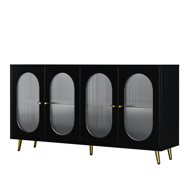 Buffet noir avec portes en acrylique - rangement spacieux pour le bureau, la construction de chambre à coucher, le salon polyvalent et les meubles pratiques