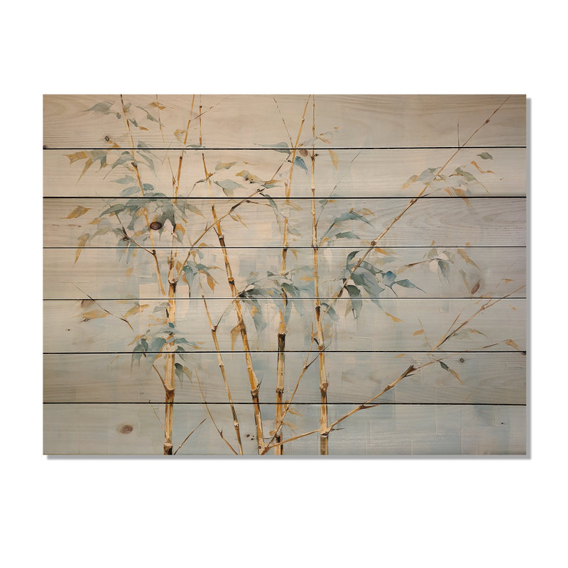 «Blue Zen Moment», art mural en bois de bambou sur bois de pin naturel, H 10 po x l 20 po