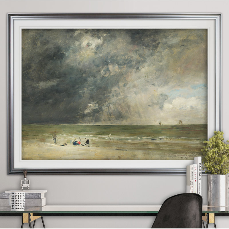 «The Beach at Trouville» par Claude Monet, impression, Argent, H 31 po x l 43 po x P 1,5 po