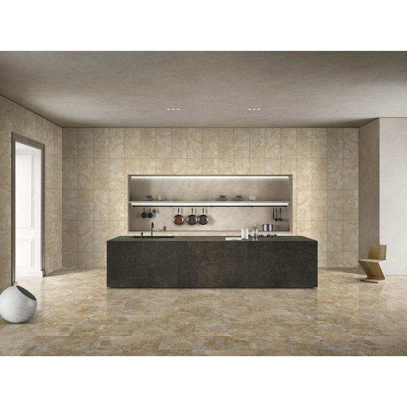 12 po x 24 po FS texturé marbre naturel cannelé 3D pour mur, 1 boîte 4 PCS, Aspect de marbre
