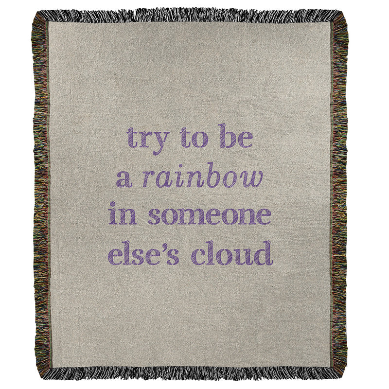 Hand Woven Throw Blanket, 52" L x 37" W, White/Purple
