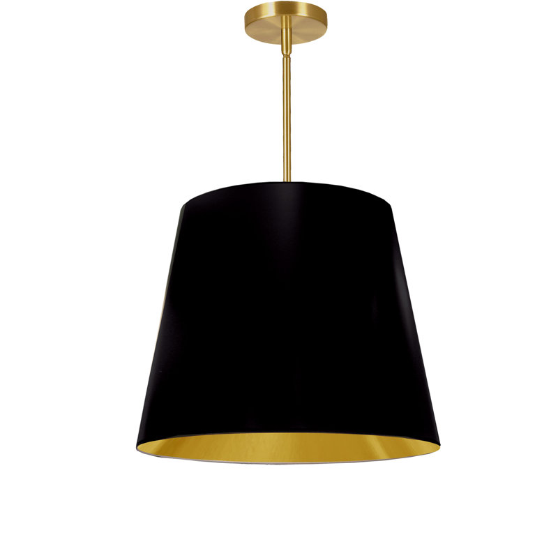 Oversized Drum 1 Light Drum Cylinder Pendant, Black/Gold, 20" H x 20" W x 20" D