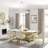 Modern White Faux Marble Dining Table with Double Pedestals Base Pre-Assembly-833936338