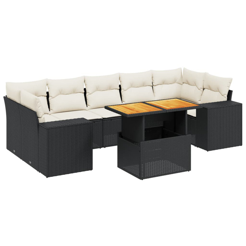 Ensemble de canapé de jardin Vidaxl noir, blanc crème