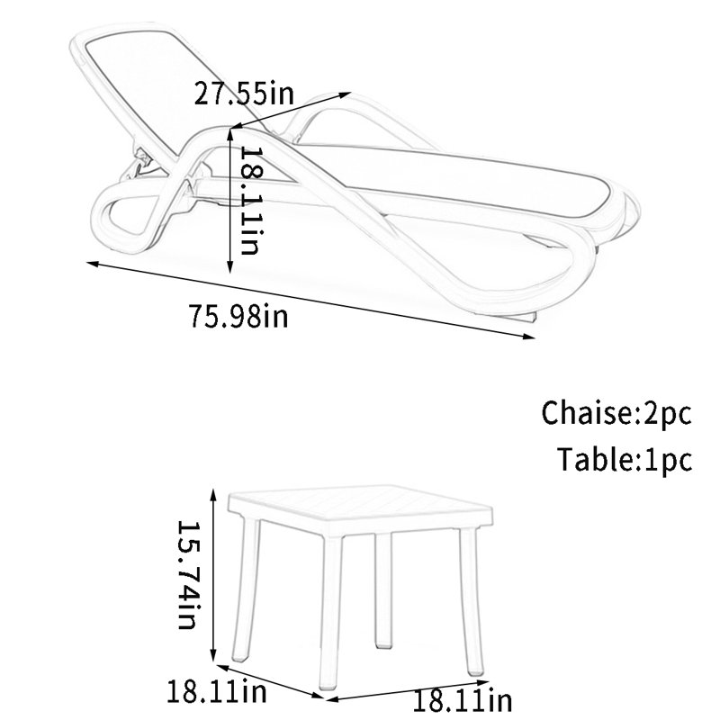 Norha Outdoor Chaise Lounge Set with Table