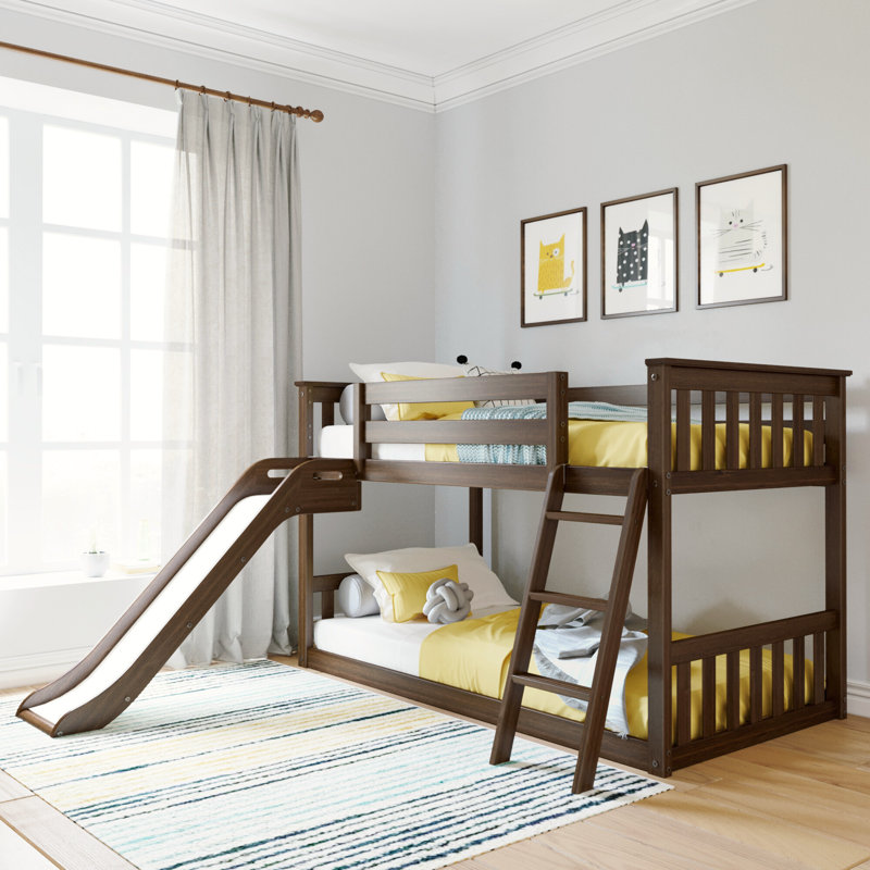 Kincer Kids Twin Over Twin Bunk Bed, Walnut