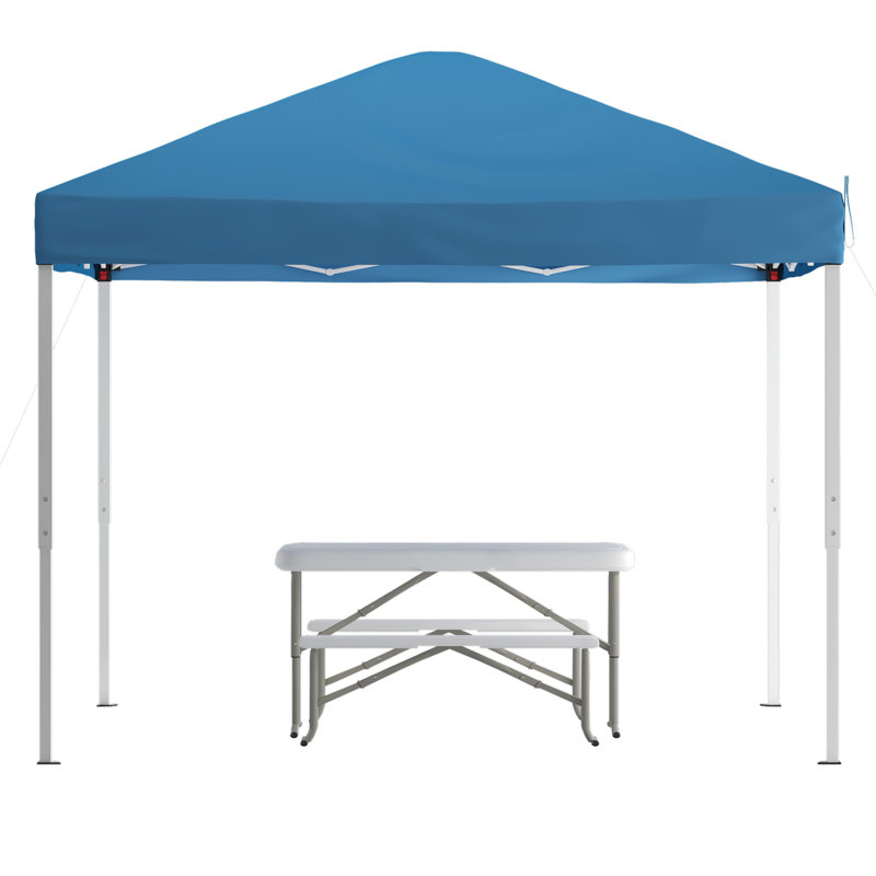 Ensemble de baldaquin avec sac de transport et table pliante avec bancs Lennon, Bleu