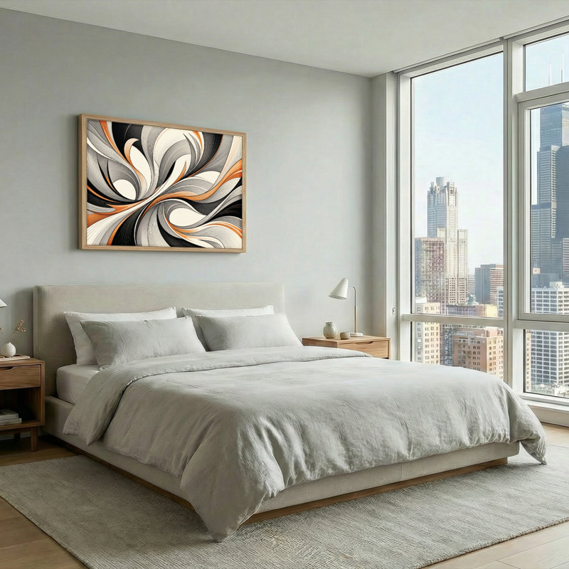 Ensemble de 1 tableau abstrait tourbillonnant sur toile, 24"H x36"W, Natural