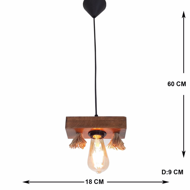 Luminaire suspendu à 1 lumière Yassin, Noyer foncé