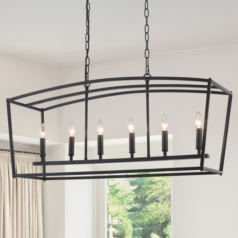 Lustre linéaire pour îlot de cuisine à 6 lumières Entrekin