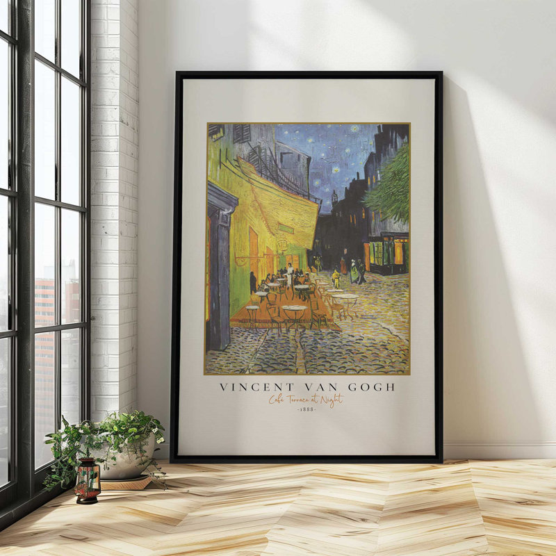 «Van Terrace» par Van Gogh, impression sur toile dans un cadre, H 12,75 po x l 8,75 po, Cadre flottant blanc opaque