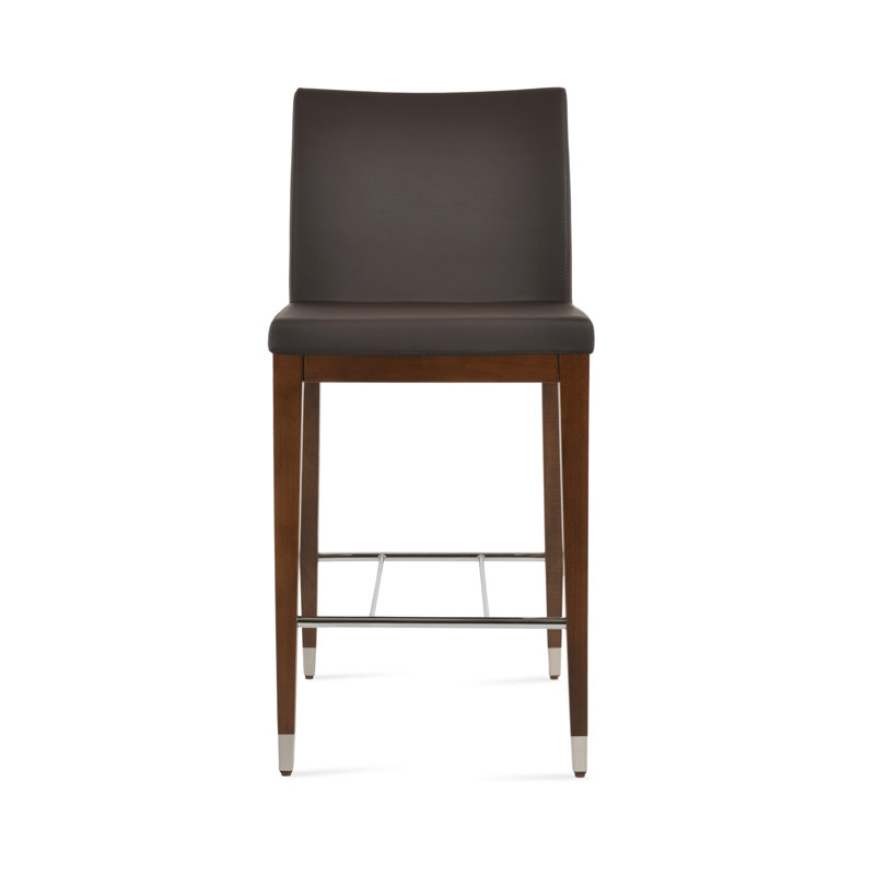 Tabouret de bar et de comptoir en bois Aria, Brun / similicuir PPM, Tabouret de bar (siège d'une hauteur de 29 po)
