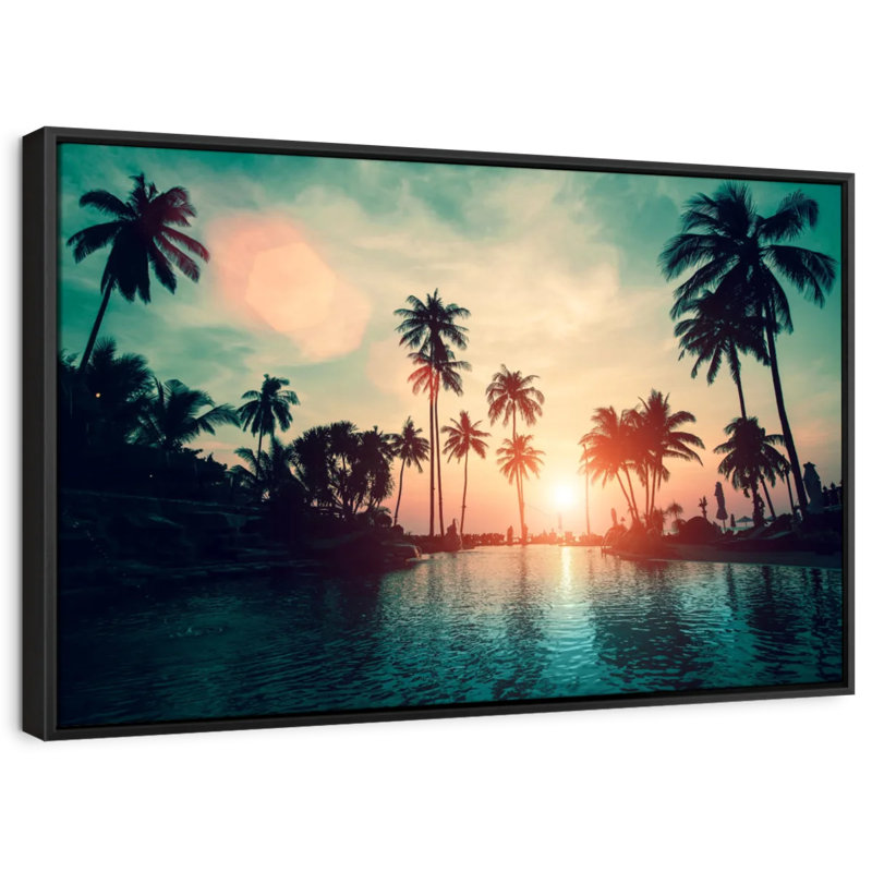 Soft Sunset Over Palm Trees Canvas Print, 9" H x 13" W