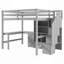 Lit mezzanine double avec bureau en L et tiroirs, armoire et escalier de rangement-552063658