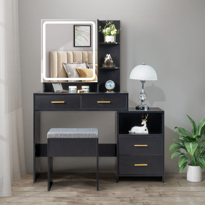 Mashdots Makeup Vanity with Lighting Mirror Cabinet