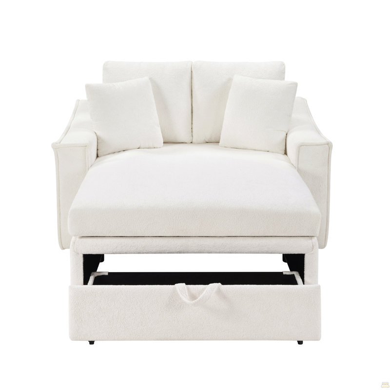 Canapé-lit Modern 53,5 po Canapé-lit Canapé-lit avec coussins et espace de rangement dissimulé, Beige
