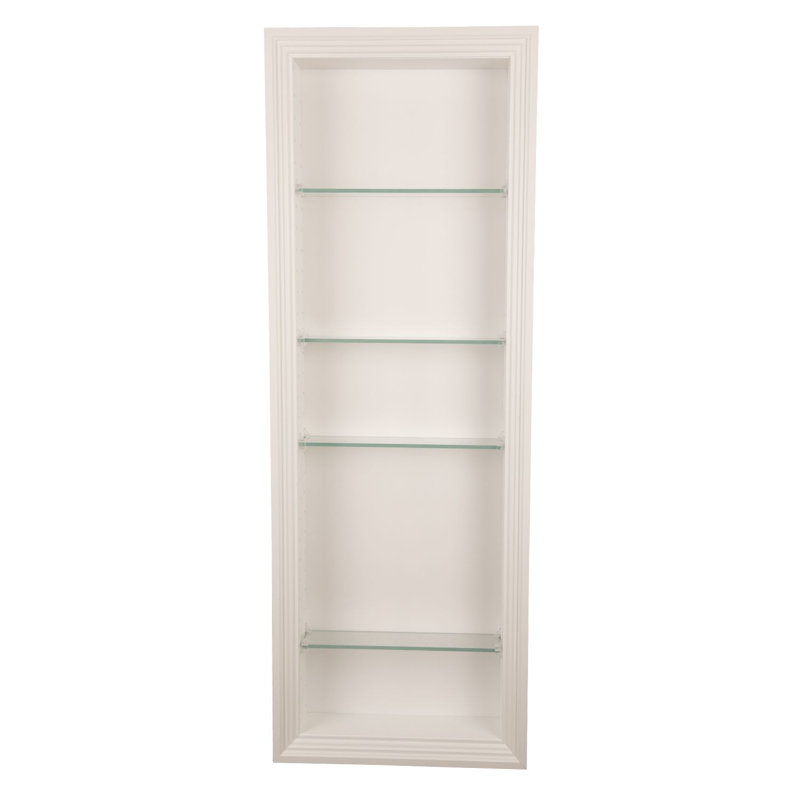 Tablette murale 5 pièces en bois massif avec tablettes réglables Normandy, H 49,5 po x l 15,5 po x P 3,5 po, Blanc