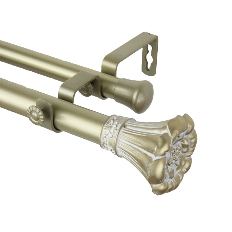 Tringle à rideaux double Blossom, H 1 po x l 240 po x P 6,75 po, Doré clair