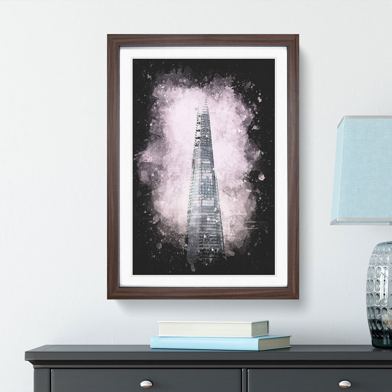 The Shard Building in London - Framed Print, 33cm H x 24cm W x 2cm D, Walnut Framed