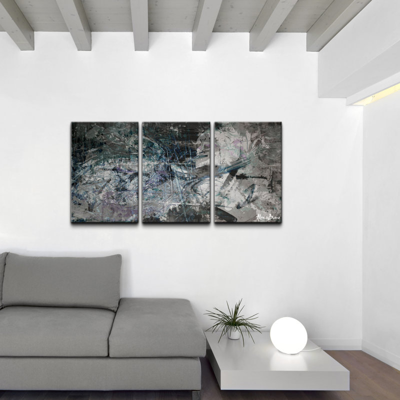 « abstract », ensemble de 3 reproductions d’art sur toiles