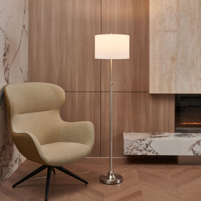 Carmeline 63.5" Traditional Adjustable Floor Lamp with Drum Lampshade