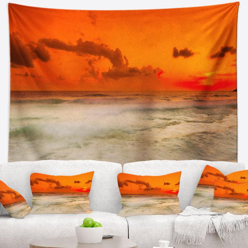 Tapisserie de plage orange et large sandy orange shore shore, H 32 po x l 39 po