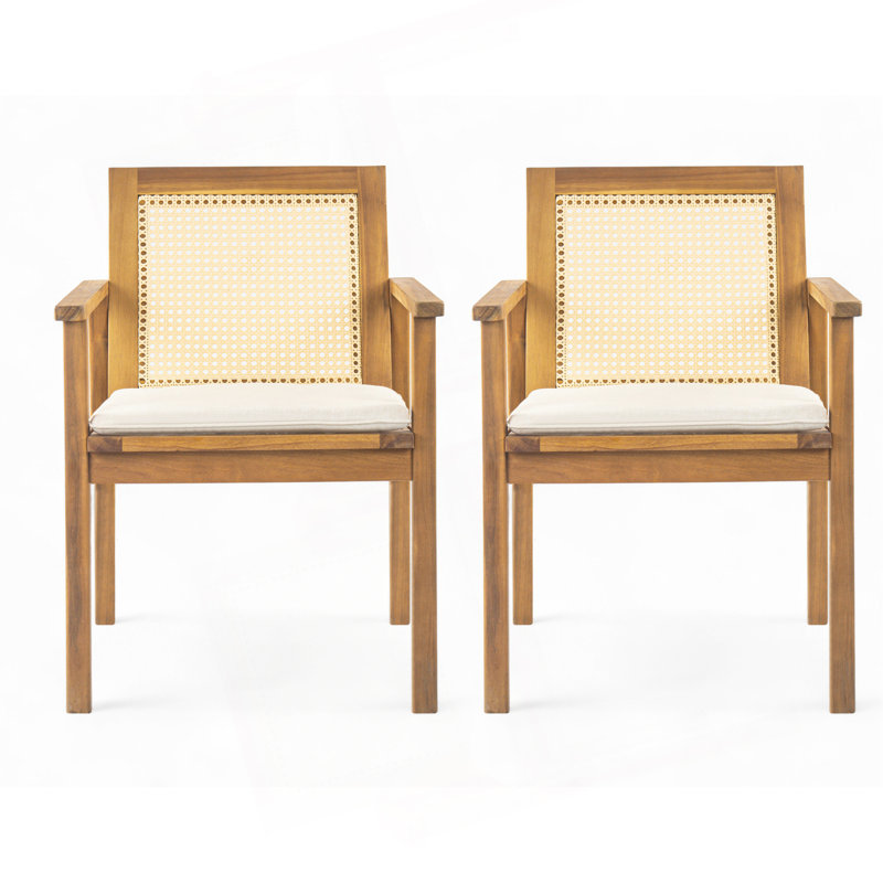 Chaise de salle à manger d'extérieur avec coussin Preston (ensemble de 2)