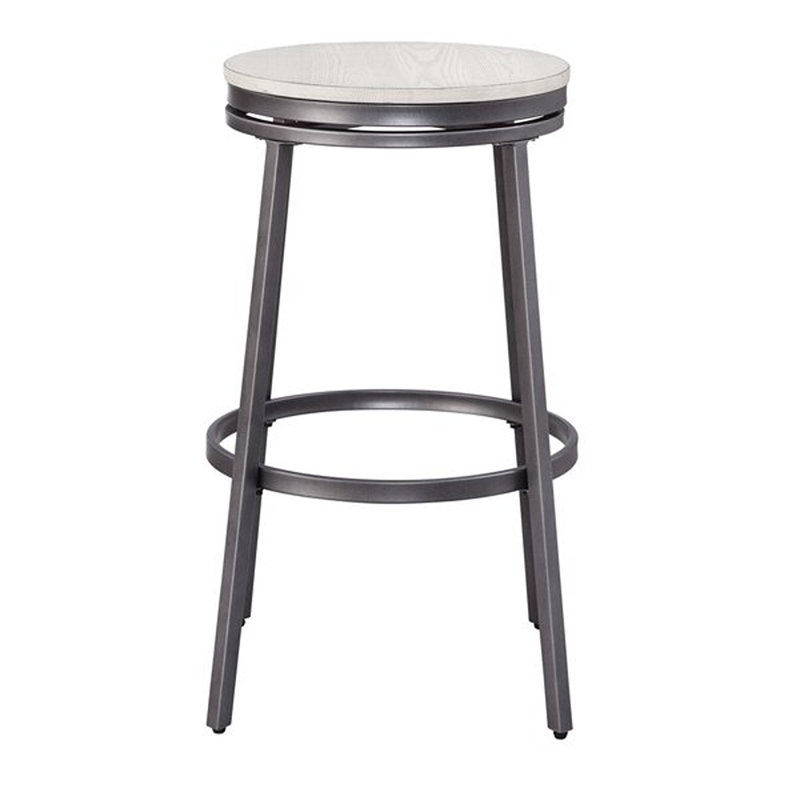 Deanna Backless Metal Swivel Stool, Bar Stool (30" Seat Height), Whitewashed