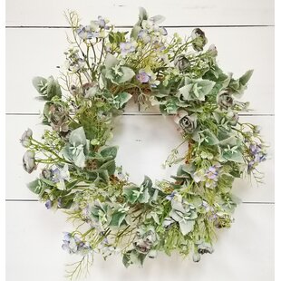 Spring Wreath for Front Door, 17.7Artificial Texas Wildflower Wreath Colorful Spring and Summer Flower Wreath Front Door Wreath for Home Decor and
