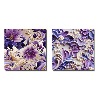 Wooler - Ensemble de 2 collages carrés floral et botanique