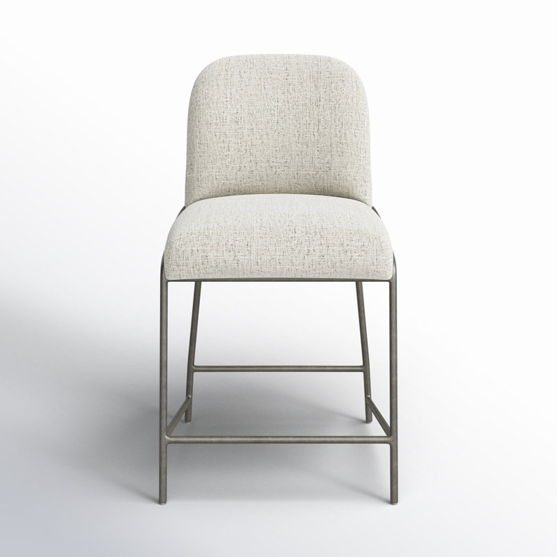 Laina Upholstered Counter Stool with Metal Frame, Polyester Blend Cream, Counter Stool (25" Seat Height)