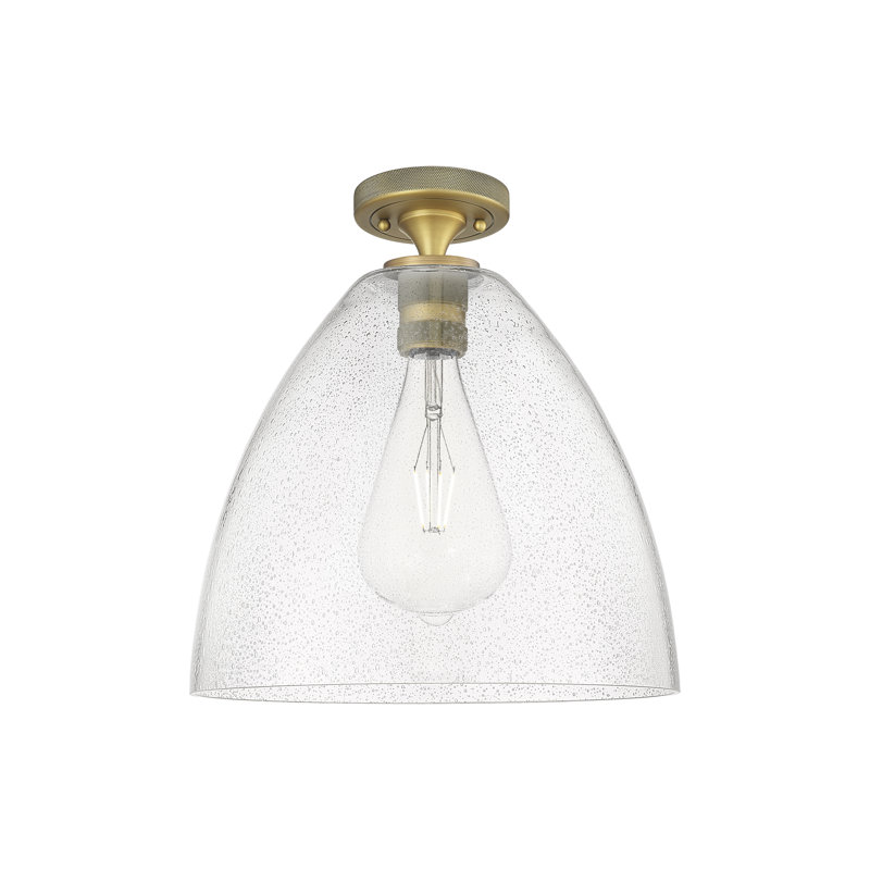 Plafonnier encastré Bristol 1 lumière Saavedra, Laiton brossé, H 9,63 po x l 12 po x P 12 po, Clair