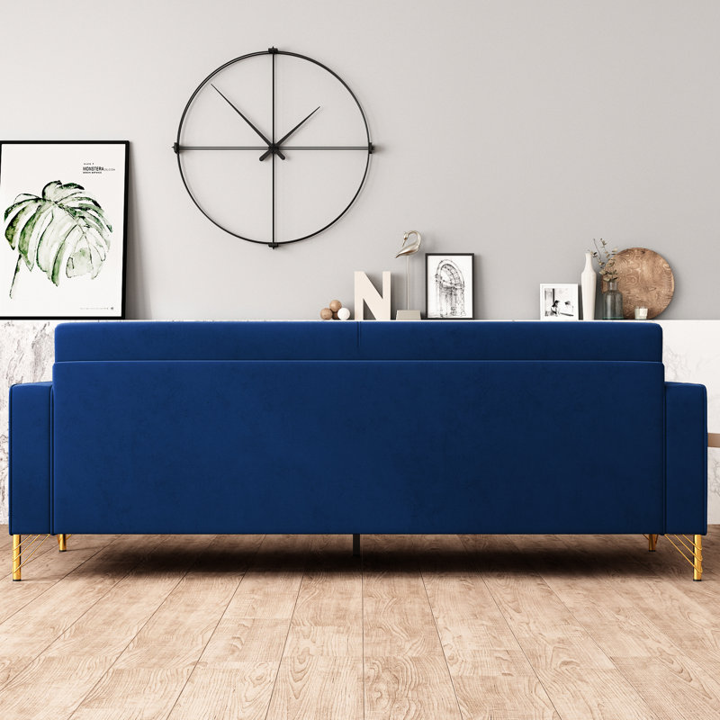Luxury 3 Velvet Couch With Golden Trim - Cushions For Living Room And Office, Comfort Space Modern Removable Armrest Covers Easy To Keep Clean