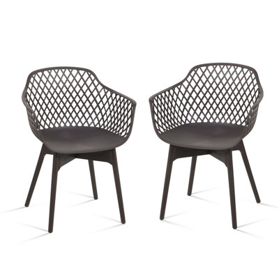  Modern Dining Chairs Set of 2, Weather-Resistant Plastic Cafe Chairs with Ergonomic Back and Non-Slip Pad