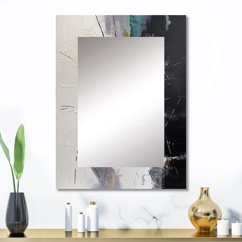 Mauve langue des lignes III - miroir géométrique, miroir mural décoratif blanc, art imprimé en métal, 32 po x 24 po