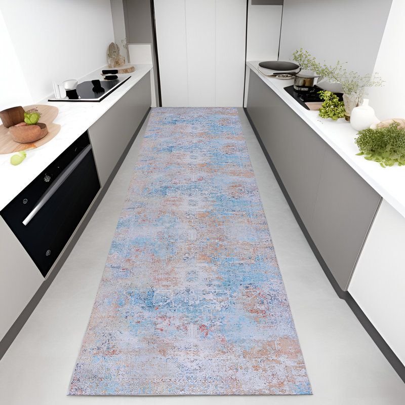 MAVAL Yellow Washable Rug Doormat Rug, Runner 2'6" x 10'