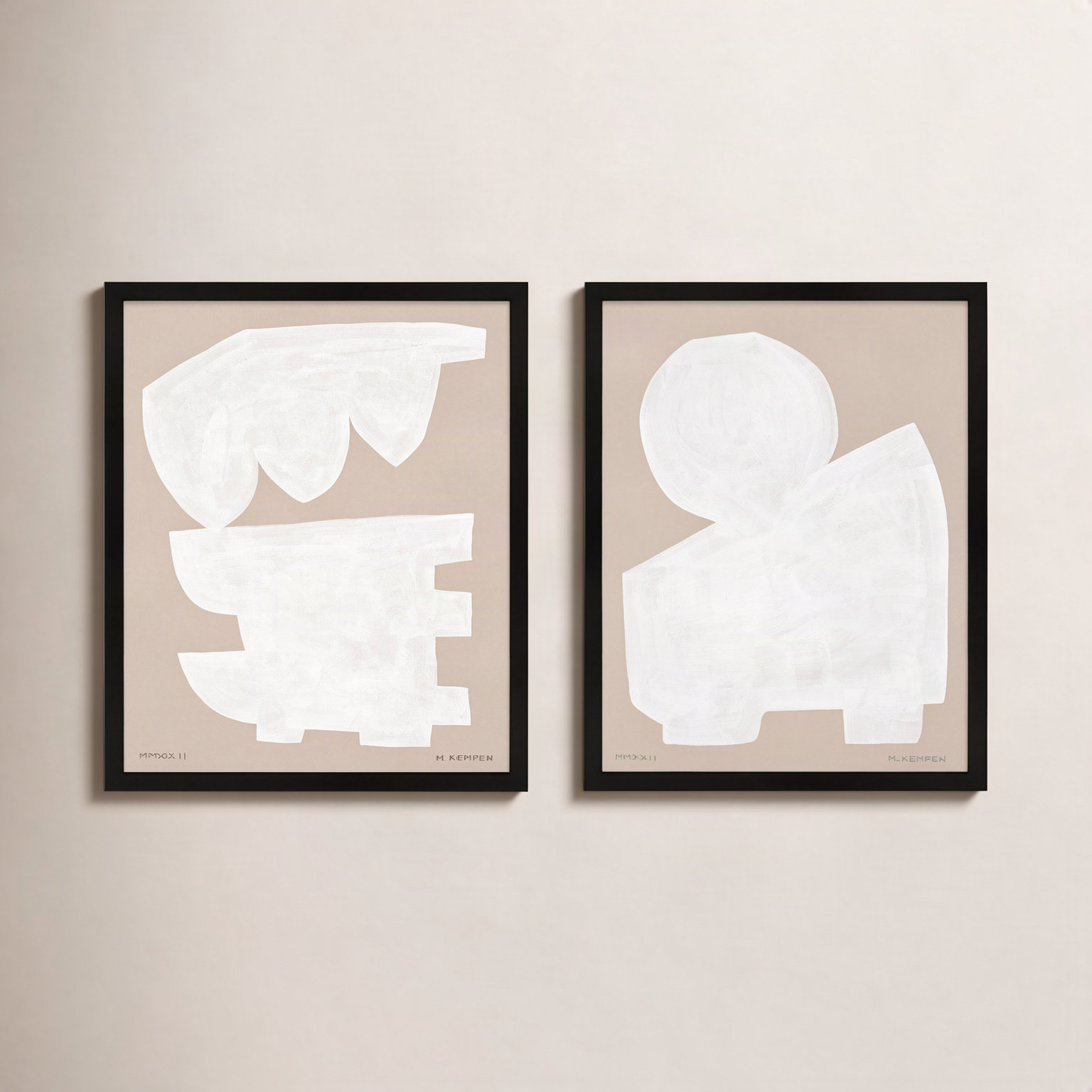 Gallman "Modules in White" 2-Piece Print Set, Black Framed, 16" W x 20" H