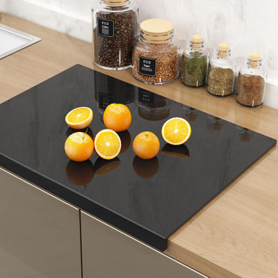 1 planche à découper en acrylique transparent noir avec rebord, BPA, nourriture gratuite, acrylique sécuritaire, plus épais, durable, facile à nettoyer, protège les comptoirs, la maison, la cuisine professionnelle