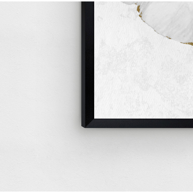 «White Gold Peony», reproduction d'art sur toile, H 22 po x l 22 po, Papier avec cadre noir
