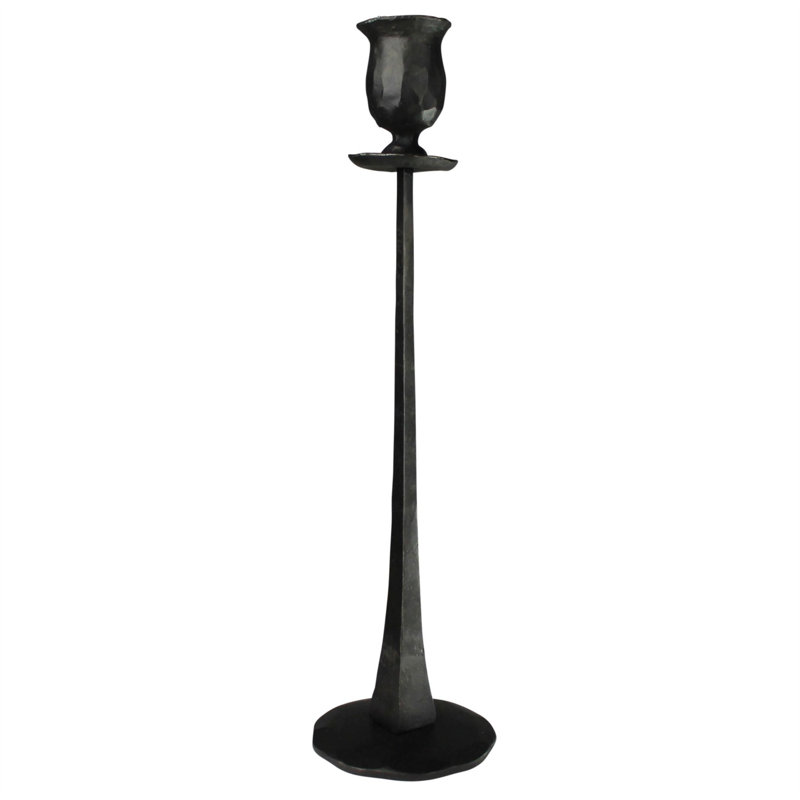 Metal Floor Candlestick, 12" H x 3" W x 3" D