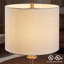 Lampe de table haute 35 po en céramique émaillée avec port USB-C, craquelé crème et lampe de table en laiton antique