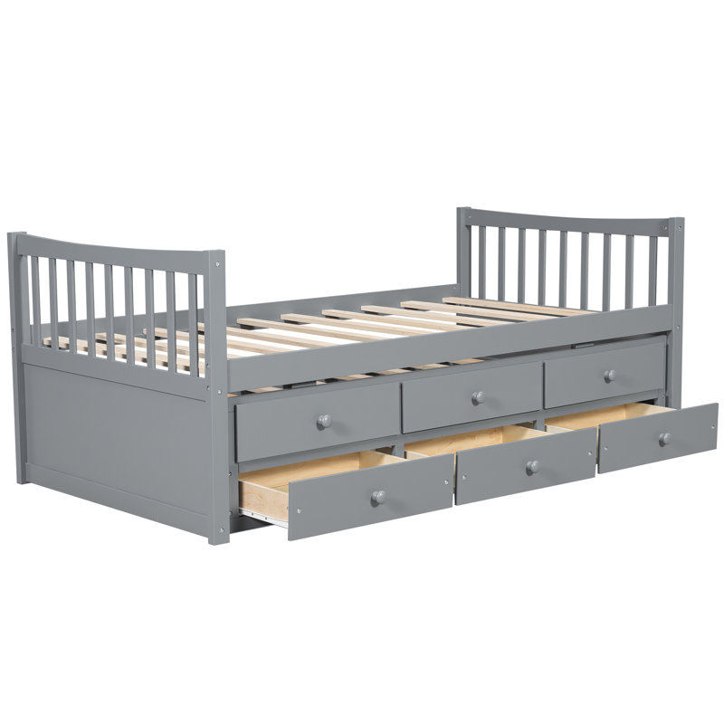 Daybed with Trundle and Drawers, Gray