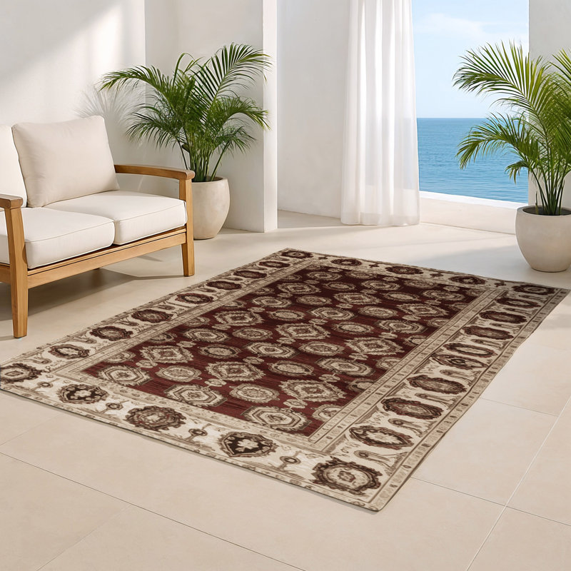 Tapis d'intérieur et d'extérieur persan beige, Rectangulaire 2 pi x 3 pi